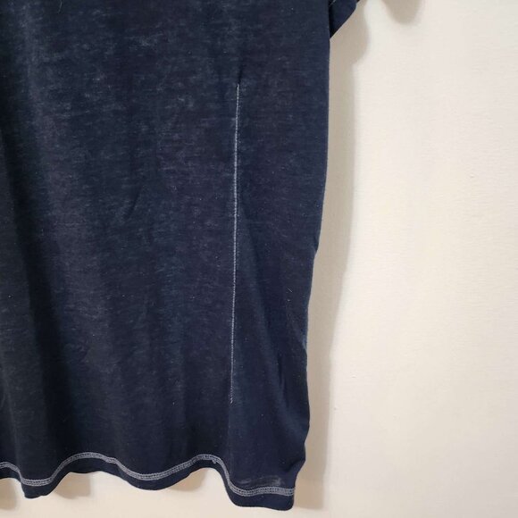 Mens Relaxed Fit Blue Button Up Short Sleeve Shirt Medium b20 - Picture 3 of 6